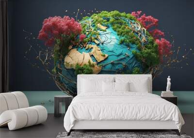 earth globe with grass Wall mural