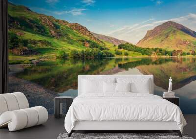 Beautiful sunset at lake in District Lake in England Wall mural