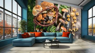 Edible wild mushrooms straight from the forest Wall mural