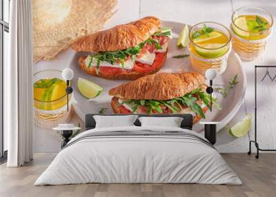 Healthy and hot french croissant made of puff pastry. Wall mural