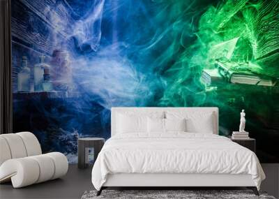 Magical place with color light and copy space for Halloween Wall mural