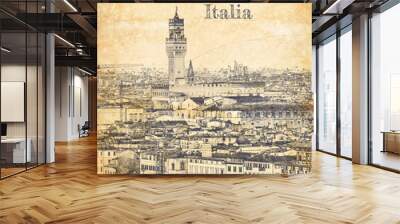 Sketch of architecture in Florence in Italy Wall mural