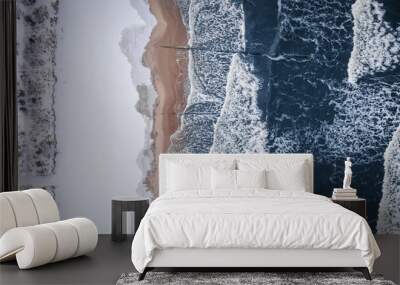 Snowy beach at Baltic sea in winter. Tourism in Poland. Wall mural