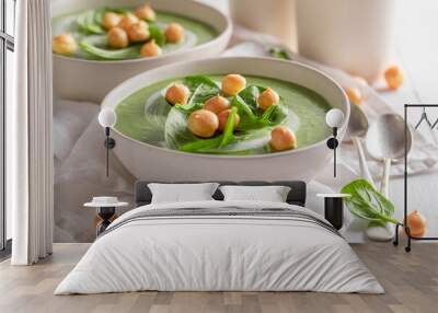 Vegan spinach soup as perfect spring healthy diet. Wall mural