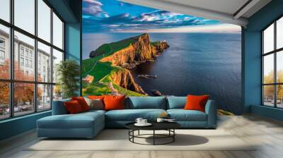 Wonderful sunset at the Neist point lighthouse in Scotland Wall mural