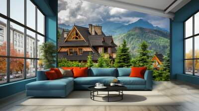 Wooden house in Tatra mountain in summer Wall mural