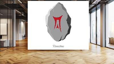 Rune stone on a white background in cartoon style. The object to Wall mural