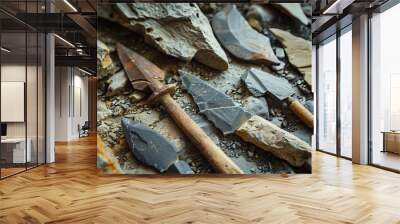 Stone Tools: In the Stone Age, early humans crafted tools from flint and other stones, shaping them into sharp edges for cutting and hunting Wall mural