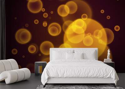 Orange abstract background with bokeh lights. Design illustration Wall mural