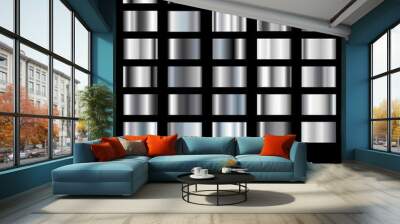 Silver metal gradient set. Gradation design swatches collection Wall mural