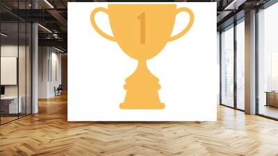 Vector winner cup flat icon. Golden symbol of win Wall mural