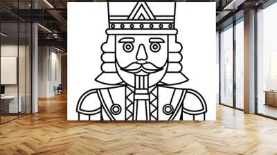 An outline of a traditional nutcracker soldier with bold, geometric shapes and minimal details line art vector Wall mural