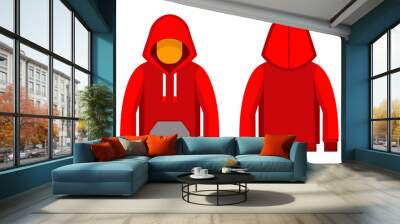 Front and too red Hooded art vector Wall mural