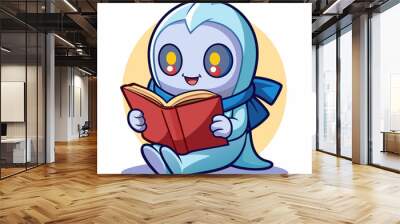 ghost reading a book art vector Wall mural