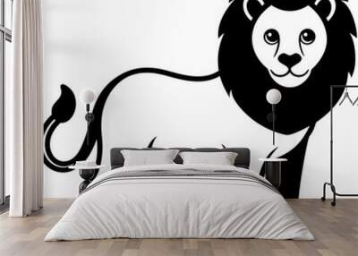 kids lion black art vector Wall mural