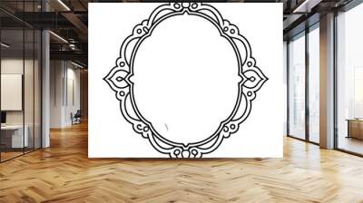 Quadro em formato oval com arabesco nas laterais com aspecto horizontal line art vector Wall mural