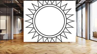 Round sun that gets  clos line art vector Wall mural