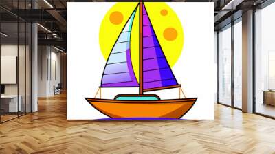 Sailboat color vector white background Wall mural