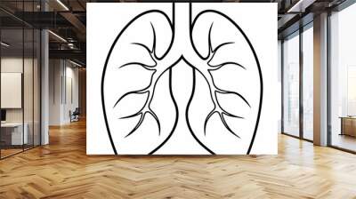 The heart in the middle of the lungs illustration line art Wall mural