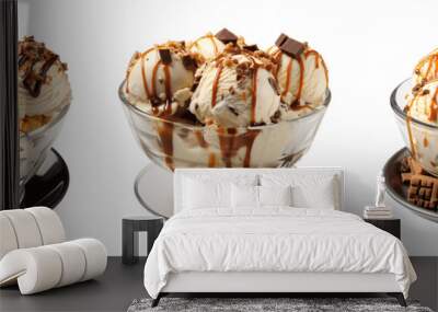 a set of ice cream in a bowl isolated on a transparent background Wall mural