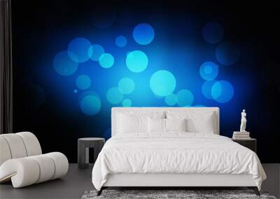 blue glow bubbles bokeh shape effect artwork shiny lights abstract wallpaper design background Wall mural