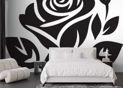 Black Rose vector design silhouette art illustrator Wall mural