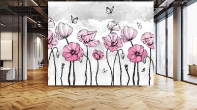 Delicate summer flowers Wall mural