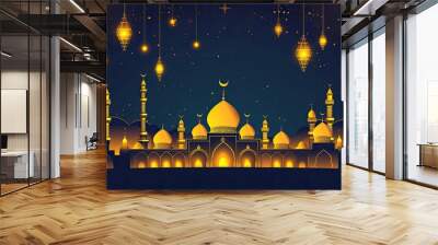 Geometric Luxury: 3D Islamic Holiday Celebration Design. This image is very suitable for Ramadhan greetings and your creative works. Wall mural