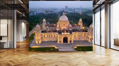 Aerial view of  Victoria Memorial is a large marble monument on the Maidan in Central Kolkata Wall mural