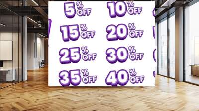 Flash sale promotion for Sale banner with discount percent off numbers for promotions, events, posts Wall mural