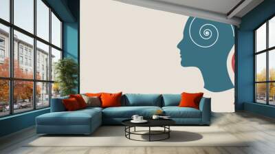 mixed mind with two heads with blue and red with Psychology Dual personality concept. 2 Head silhouette. Mental health Wall mural