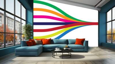 multi color line come and join to one single line Wall mural