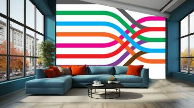 multiple lines come together and cross over their paths and make movement to bright future  Wall mural