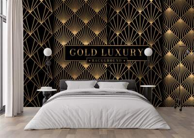 Abstract geometric pattern with gold luxury Art Deco pattern combination set. Brochure cover template vintage wallpaper collection Wall mural