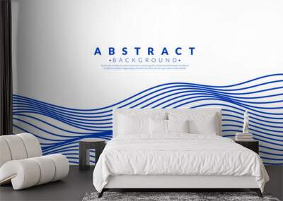 Blue water wave line pattern background. Japanese style concept. Graphic vector flat design style. Wall mural