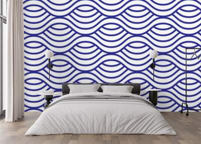 Blue Water wave line pattern background. Traditional Japanese style concept.Vector illustration. Wall mural