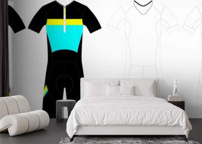 Triathlon short sleeve skin suit cycling Vector Wall mural