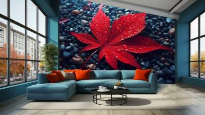 Autumn season natural leaves background Wall mural