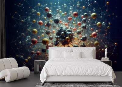 Closeup of an abstract biological and scientific molecular structure concept Wall mural