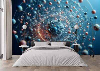 closeup of an abstract biological and scientific molecular structure concept Wall mural