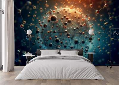 Closeup of an abstract biological and scientific molecular structure concept Wall mural