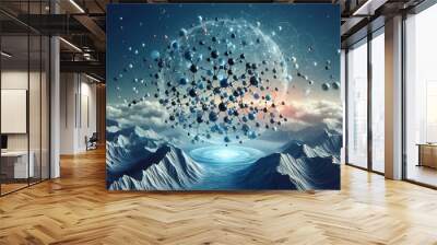 Closeup of an abstract biological and scientific molecular structure concept Wall mural