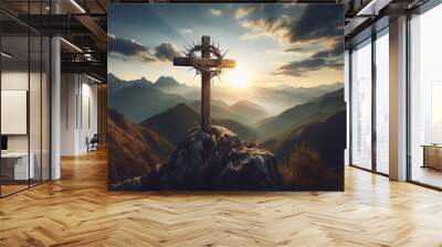 Good Friday Holiday Cross. Crucifixion of Jesus Christ Background. Wall mural