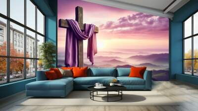 Good Friday Holiday Cross. Crucifixion of Jesus Christ Background. Wall mural