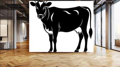 simple black cow silhouette vector, white background Wall mural