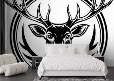 tribal skull tattoo Deer head silhouette Wall mural