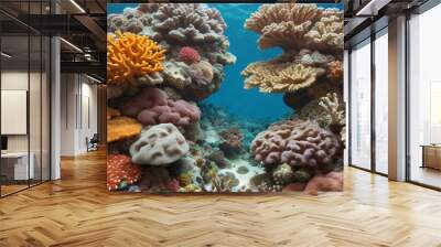 Tropical coral reef on rocks isolated  Wall mural