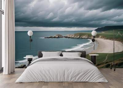 A coastline during a cloudy day Wall mural