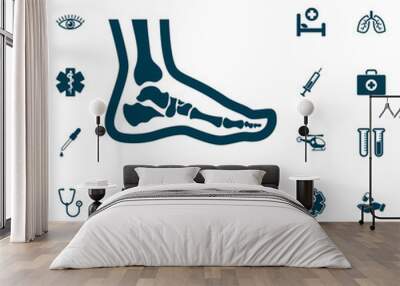 Foot anatomy. Single flat icon, medical set on white background. Vector illustration. Wall mural