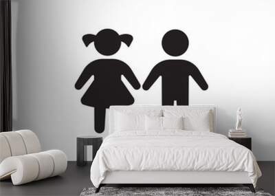 girl and boy icon Wall mural